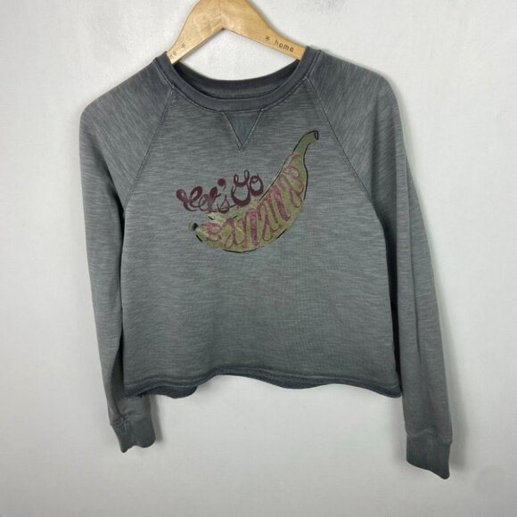 Anthropologie Saturday Sunday Lets Go Bananas Sweatshirt Grey Size XS Crew Neck - Picture 13 of 14